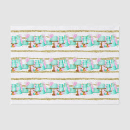 Papel De Seda Bolos de casamento de chá de panela fofos ladrilha