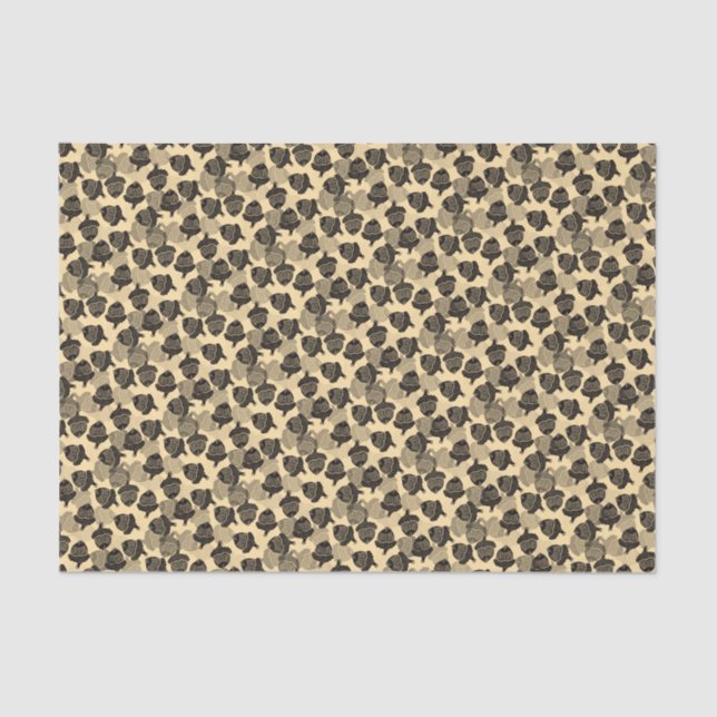 Papel De Seda Bolotas Pretas de Madeira em Creme (Frente )