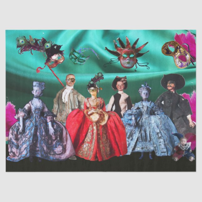 PAPEL DE SEDA BOMBAS ANTIGAS ITALIANAS, MÁSCARAS MASCARADA (Frente )