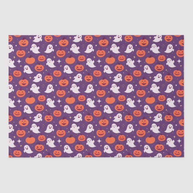 Papel De Seda Bombas de halloween e fantasmas (Frente )