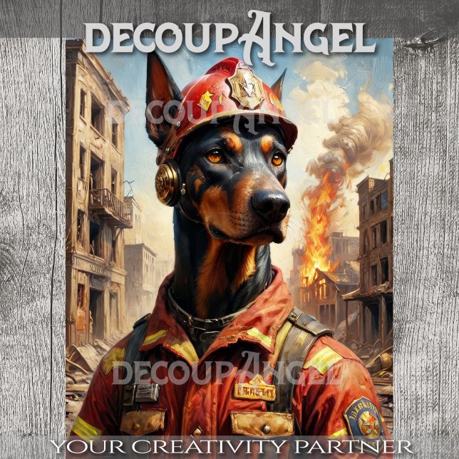 Papel De Seda Bombeiro Cachorro Dobermann - Decoupage - (Criador carregado)