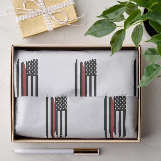 Papel De Seda Bombeiro Thin Red Fire Rescut America Flag (Presente)