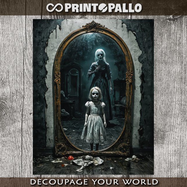 Papel De Seda Boneca gótica amaldiçoada saindo de um espelho (Criador carregado)