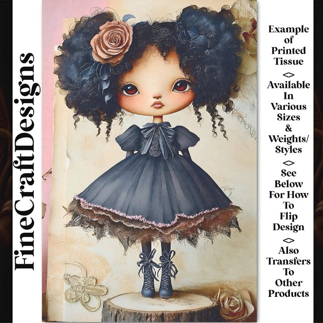 Papel De Seda Boneca Gótica Shabby Chic, Decoupagem AU5 Raça Mis (Criador carregado)