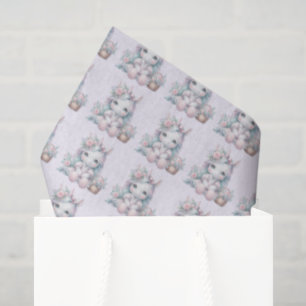Papel De Seda Boneca Pastel Kawaii Unicórnio com Cesto de Flores