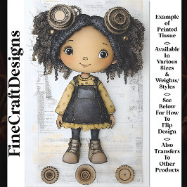 Papel De Seda Boneca Steampunk Afro-Americana Fofa AM2 Decoupage