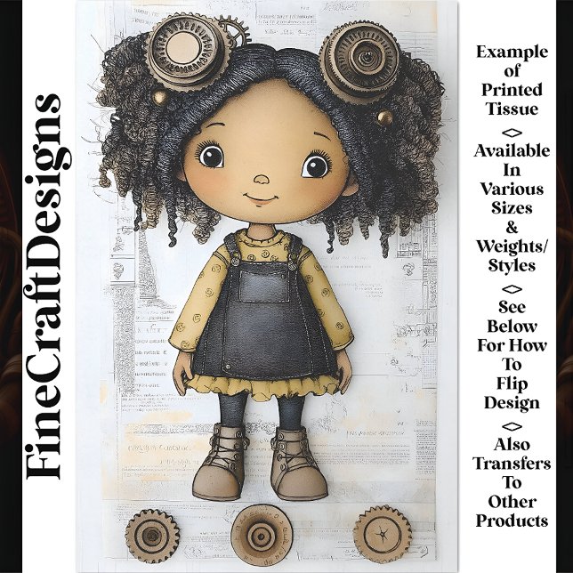 Papel De Seda Boneca Steampunk Afro-Americana Fofa AM2 Decoupage (Criador carregado)