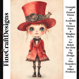 Papel De Seda Boneca Steampunk de Olhos Esbugalhados, Decoupagem