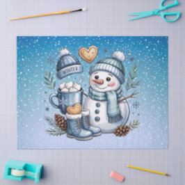 Papel De Seda Boneco de Neve Aconchegante de Inverno