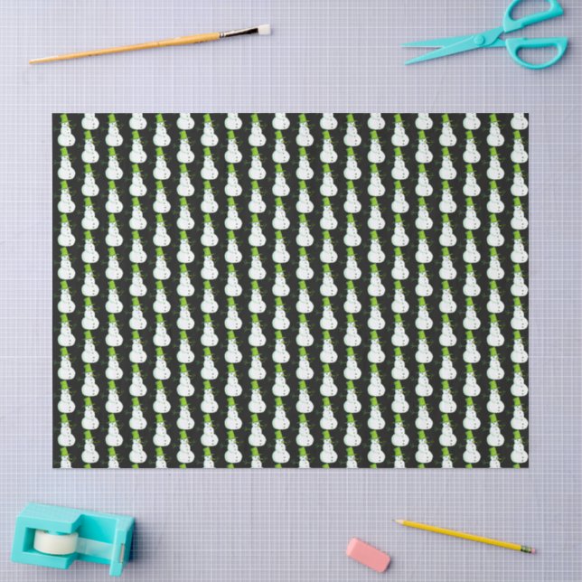 Papel De Seda Boneco de Neve com Chapéu Verde  (Arte )