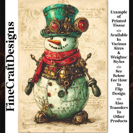 Papel De Seda Boneco de Neve Festivo Vibração Steampunk BL1 Deco