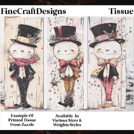 Papel De Seda Boneco de Neve Vintage Caprichoso, Decoupage de Ca