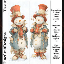Papel De Seda Bonecos de Neve Altos com Roupas Cottagecore DS6R 