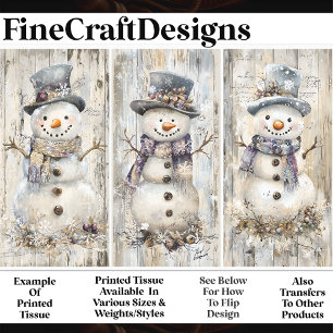 Papel De Seda Bonecos de Neve Cute Shabby Chic Azul Legal AL7 De
