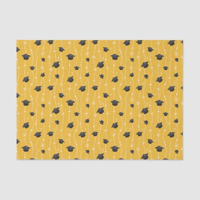 Papel De Seda Bonés de formatura Amarelos e Fita (Frente )