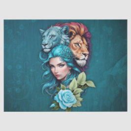 Papel De Seda Bonita cabeça de mulher com olhos expressivos