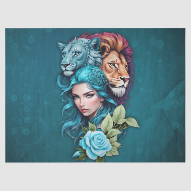 Papel De Seda Bonita cabeça de mulher com olhos expressivos (Frente )