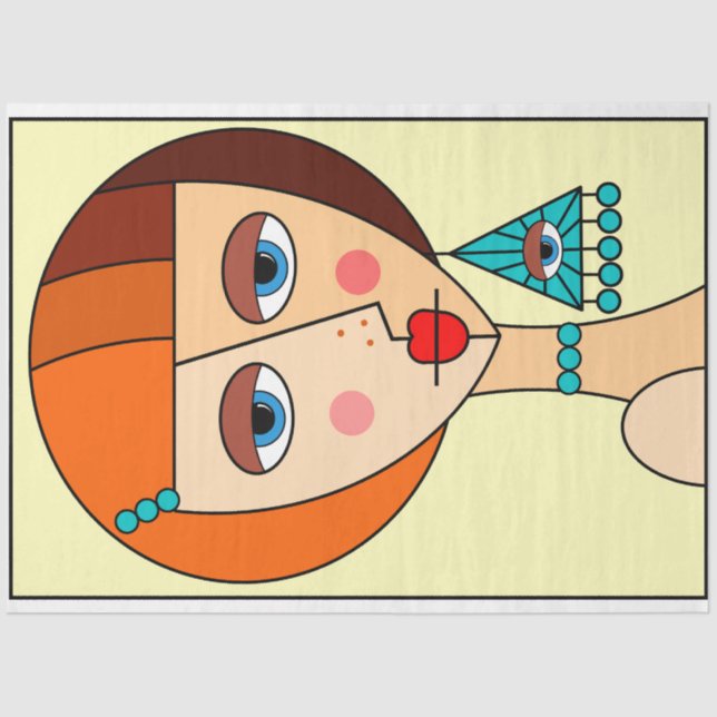 Papel De Seda Bonita Cubismo Das Mulheres Ruivas (Frente )