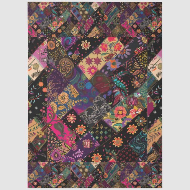 Papel De Seda Bonita Diversão Floral Boho Design (Frente )