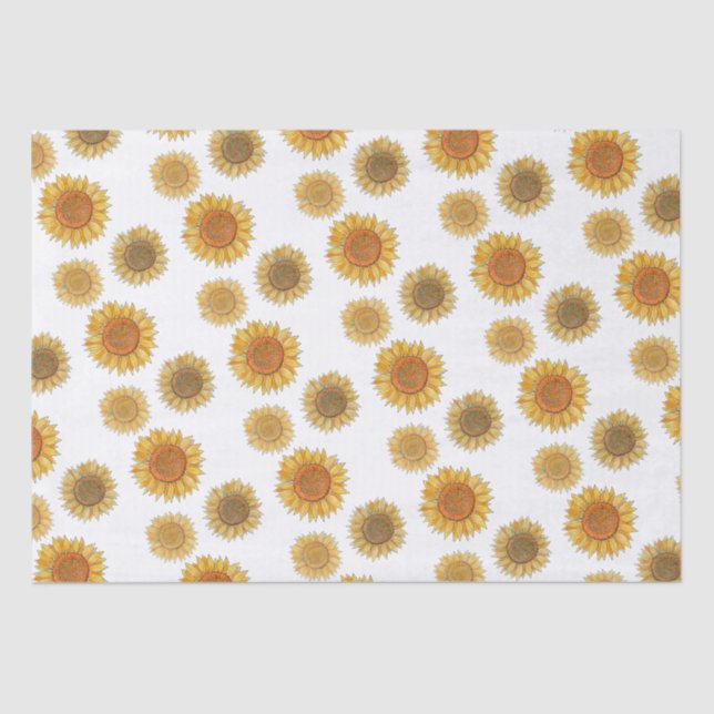Papel De Seda Bonita Elegante Boho Farmhouse Amarelo Girassol (Frente )