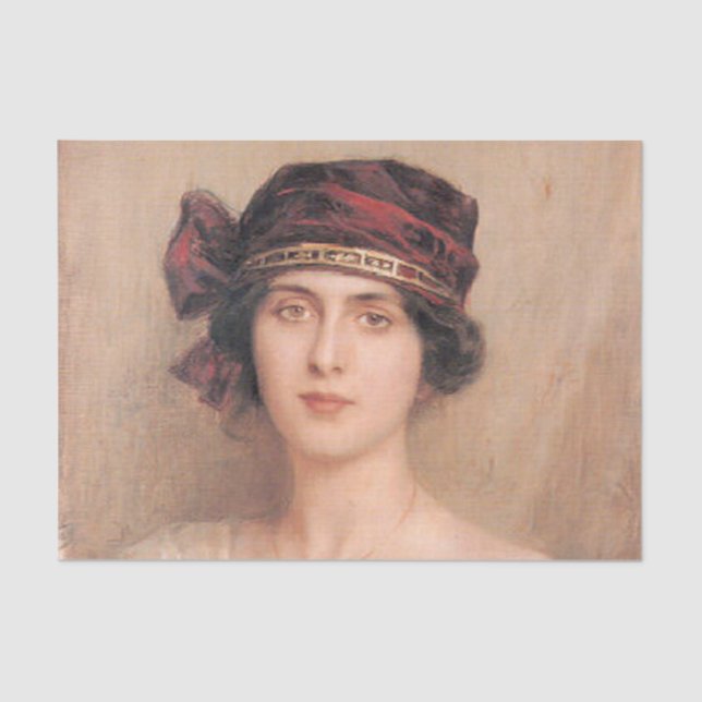 Papel De Seda Bonita, jovem senhora, por Albert Lynch, época do (Frente )
