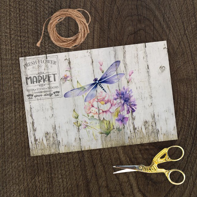 Papel De Seda Bonita Lavanda Dragonfly Florals (Criador carregado)