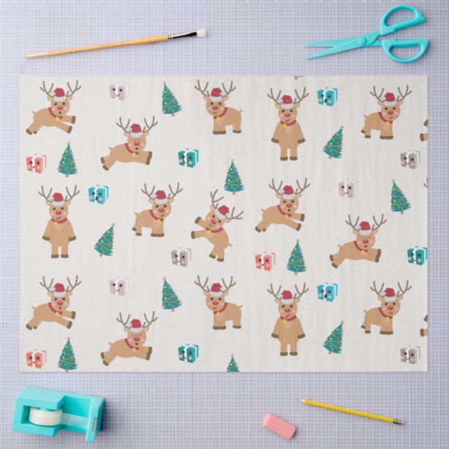 Papel De Seda Bonita Reindeer de Natal (Arte )