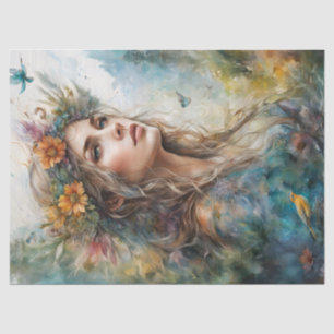 Papel De Seda Bonita Retrato Mulher Decoupage Mobília