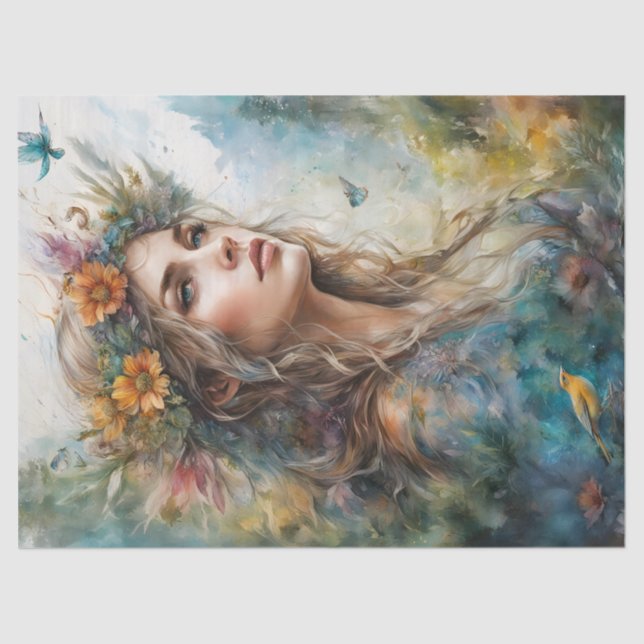 Papel De Seda Bonita Retrato Mulher Decoupage Mobília (Frente )