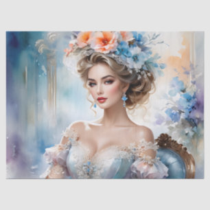 Papel De Seda Bonita Retrato Mulher Decoupage Mobília