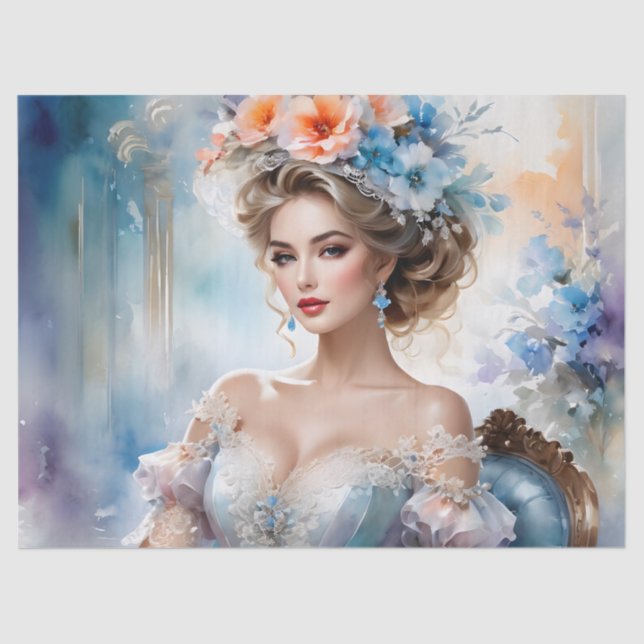 Papel De Seda Bonita Retrato Mulher Decoupage Mobília (Frente )