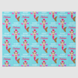 Papel De Seda Bonita Sereia de Natal Santa Chapéu no Mar