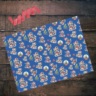 Papel De Seda Bonitas guaxinins de Natal dão presentes no globo