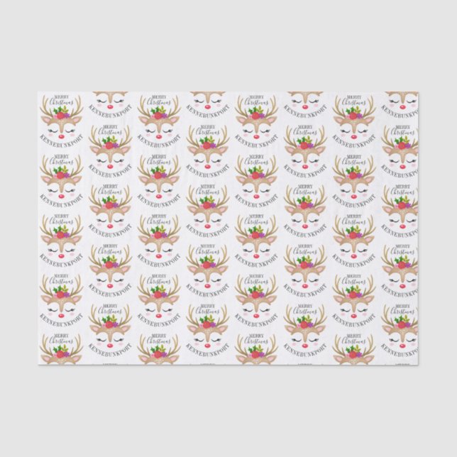 Papel De Seda Bonitinha Personalizada Reindeer Feliz Natal (Frente )