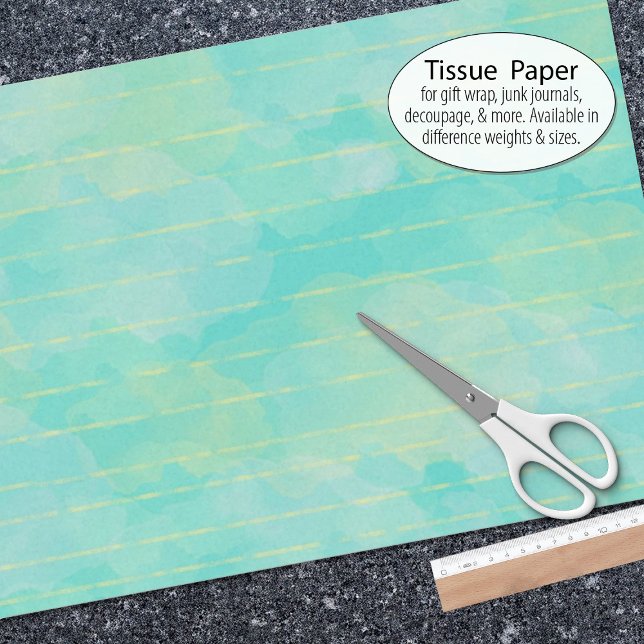 Papel De Seda Bonito Aqua Green Strik Watercolor (Tissue paper for gift wrap and decoupage)