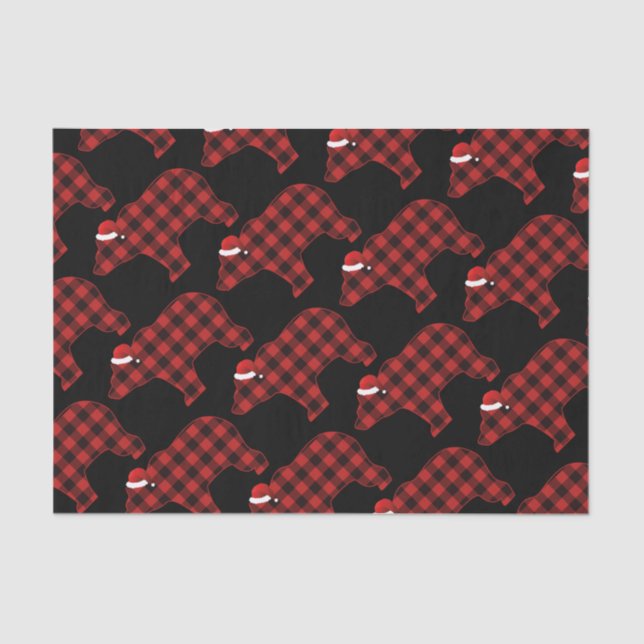 Papel De Seda Bonito Bear Silhouette Natal Padrão (Frente )