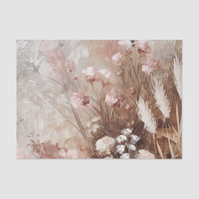 Papel De Seda Bonito Beige Blush Pink Boho Floral (Frente )