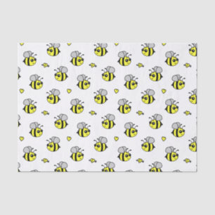 Papel De Seda Bonito Bumble o branco do teste padrão da abelha