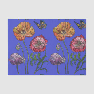 Papel De Seda Bonito Cor de Água Padrão Floral Azul Flor Flor