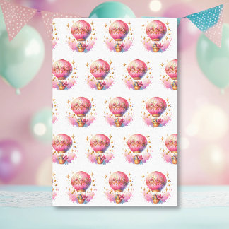 Papel De Seda Bonito, cor-de-rosa e Dourados, balões de ar quent