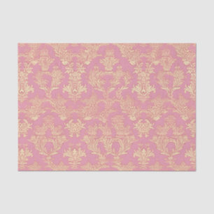 Papel De Seda Bonito Damasco Ornamental Rosa