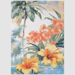 Papel De Seda Bonito Decoupage de Vista do Oceano Pastel