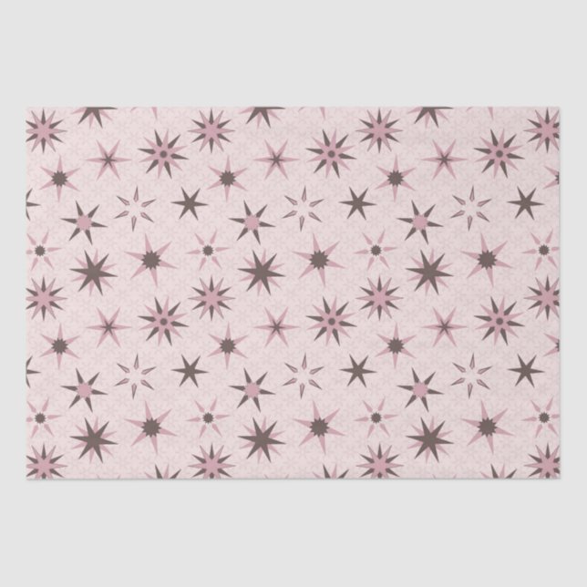 Papel De Seda Bonito Estrelas Geo Rosa - padrão. (Frente )