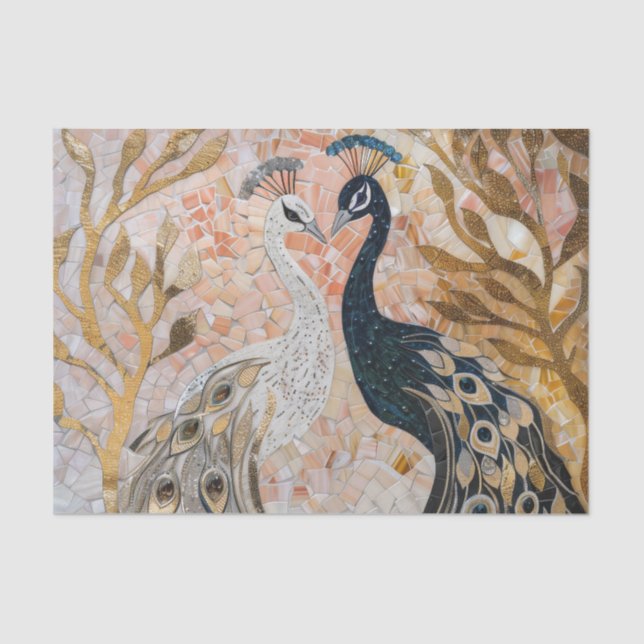 Papel De Seda Bonito Glama Dourado Rosa Peacock (Frente )