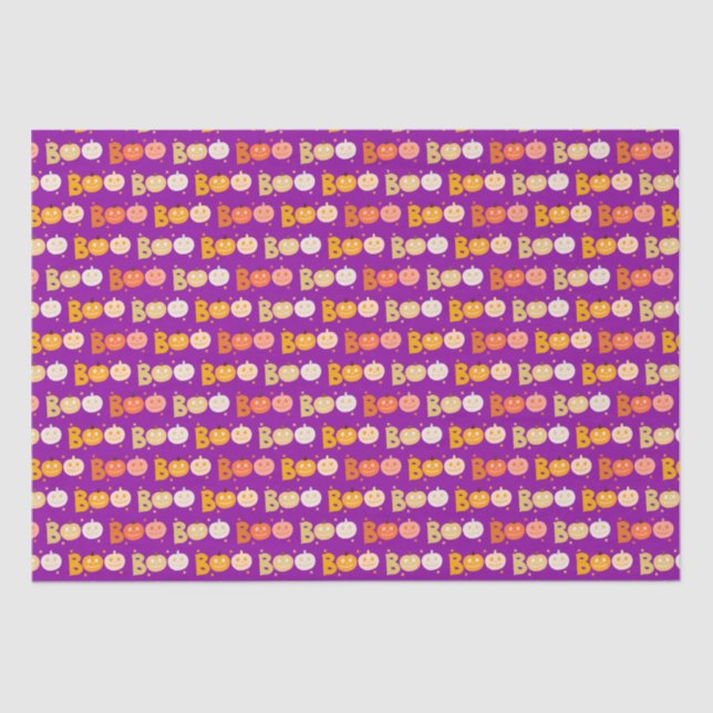 Papel De Seda Bonito Halloween Spooky Boo Pumpkin Roxo (Frente )