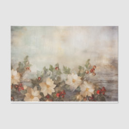 Papel De Seda Bonito inverno Flores e Berries no Natal