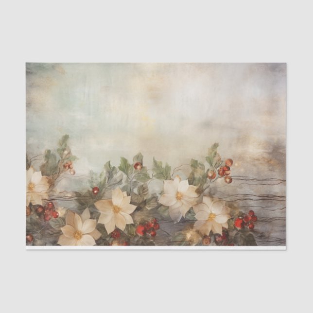 Papel De Seda Bonito inverno Flores e Berries no Natal (Frente )