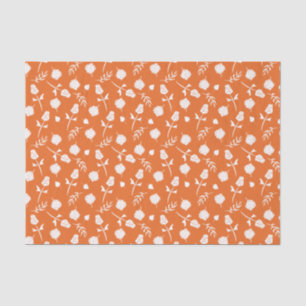 Papel De Seda Bonito Laranja Rosas Brancas Rosebud Impressão Flo