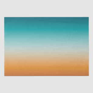 Papel De Seda Bonito Ombre Laranja Solarino e Gradação Azul Teal