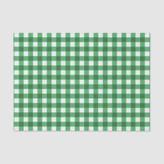 Papel De Seda Bonito padrão de verificação de Gingham Verde (Frente )